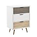 Produktbild [en.casa] Retro Design Highboard Zürich/Kommode / Sideboard mit 3 Schubladen - Weiß/Eiche