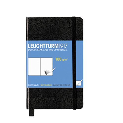 Leuchtturm1917 344661 Skizzenbuch Pocket (A6) mit reinweißem, extra starkem 180 g/m² Papier, 96 Seiten, schwarz