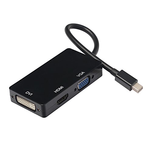 Demiawaking 3 in1 Mini DP Adapter, Mini Display Port (Thunderbolt™ Port Kompatibel) auf DVI VGA HDMI Adapter Konventer für MacBook, MacBook Air, MacBook Pro, iMac, Mac mini, Microsoft Surface Pro 1 2 3, Lenovo Thinkpad X1/ Carbon/ Touch und so weiter