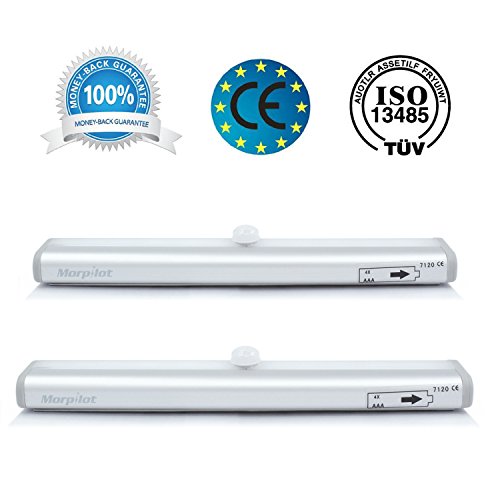 Morpilot LED Schrankbeleuchtung Lichtleiste Kabellos 10 LEDs mit Bewegungsmelder Batterie Wandschrank Kabinett Nachtlicht / Treppen Licht / Schublade / der Schrank / Stammlampe Step Light Bar mit Magnetstreifen (AAA Batterie) - 6