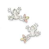 Lex & Lu Pendientes de poste de rana de plata de ley y 12 K