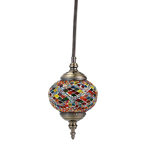 Kindgoo Lámpara Colgante Turca de Techo Decorativa de Cristal Multicolor para Interior Decor Led Bombilla Incluida (multicolor)