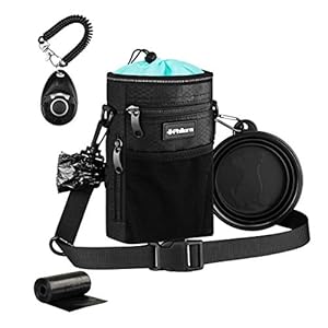 PHILORN Bolsa Premios Perro, Bolsa Entrenamiento Perro Reflectante, Resistente al Agua, con Bolsa Caca y Dispensador Incorporada, Tazón Plegable, Clicker, Forro Fácil de Limpiar, 3 Formas de Vestir