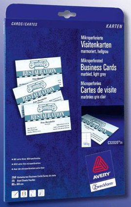 Preisvergleich Produktbild AVERY Zweckform Visitenkarten, 85 x 54 mm, hellgrau C3202025