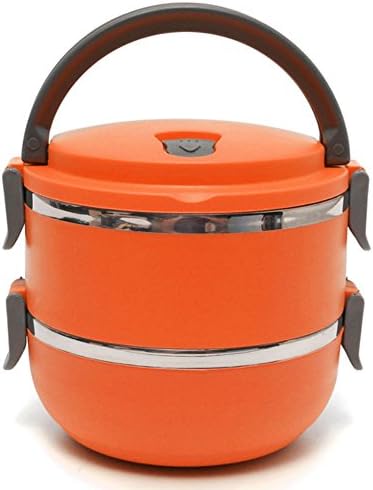 2 Layers 1.8L Stainless Steel Bento Lunch Box Portable Thermal Insulation Lunch Box For School Office Outdoor Activities By Forest Dream (Orange)