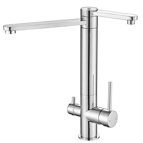 amzdeal Wasserhahn Doppelt Küchenarmatur Wassertischarmatur Küche Chrom - 3