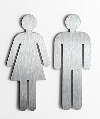 Türschild Set „Frau+Mann“ Toilettenschild, je 1 Stk. MATT Edelstahl gebürstet – Höhe 11,5 cm – MADE IN GERMANY - 3