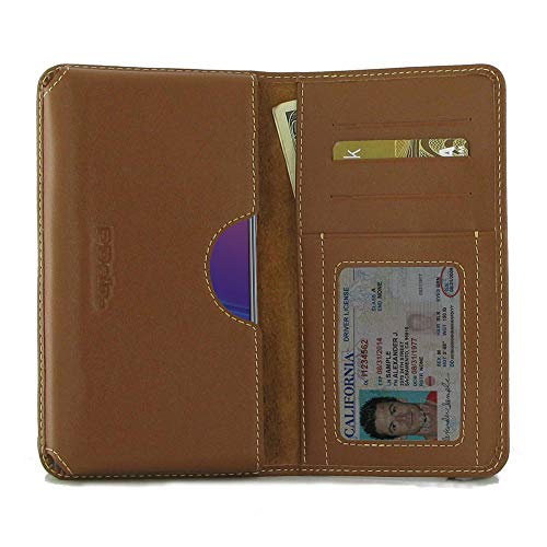 PDair Asus Zenfone Max Pro (M2) Wallet Genuine Leather (Brown), Folio Flip Case Cover with Card Slots/Cash Holder | Hand Made Premium Card Wallet Sleeve for Asus Zenfone Max Pro (M2) ZB631KL