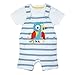 Baby Boys' Blue Striped Print Parrot Applique Dungaree And White Bodysuit Set 12-18 Months