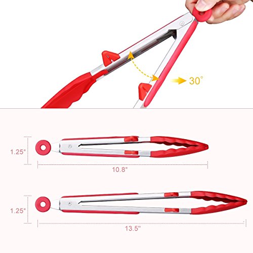 Habor Küche Zange Sets, Kochen Salat Zange Grillzange mit Edelstahl-Griff und Silikon Tipps, für Kochen, Servieren, Grill, Buffet, Salat, Eis, Ofen (30,5 cm & 22,9 cm) - 2