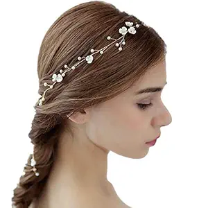 Vogue Hair Accessories Handmade Wedding Party Bridal Fancy Hair Clip Headband Hair Accessories Tiara (50CM, Silver)