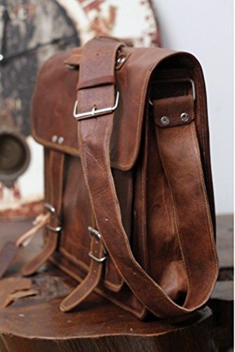 Cool Stuff Herren Echt Leder Vintage Weiche Laptop-Umhängetasche - 3