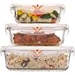 Femora Borosilicate Rectangular Glass Food Storage Container With Air Vent Lid-Set Of 3 Pcs - (400ml, 620 ml, 1000 ml)