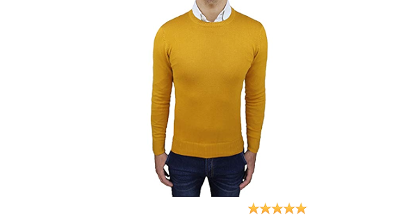 Mat Sartoriale Maglioncino Pullover Uomo Giallo Senape Invernale Girocollo  Maglione Golf Casual : Amazon.it: Abbigliamento