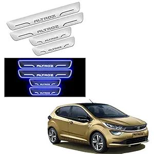 DS ENTERPRISE Door Steel Plates with Light For Tata Altroz Set of 4PCS (Blue Color)