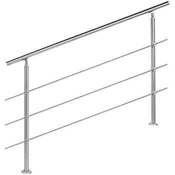 Treppengeländer Edelstahl 3 Querstäbe 140cm Brüstung Handlauf Geländer