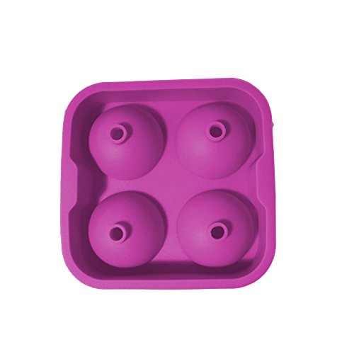 PRIMANEO – 4er Eiskugelform Ice Balls XXL 4 Eiskugeln Silikonform Eiswürfelform Eiskugeln Sphere Mold Maker Whiskey Gin Wodka (Pink) - 3