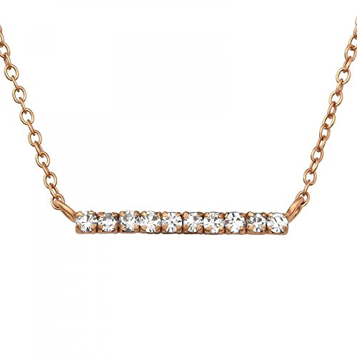 Sterling Silver Bar Necklace with Crystal