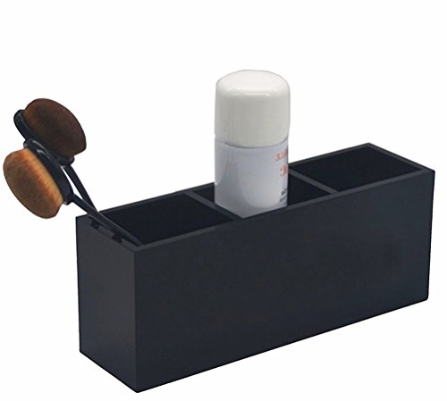 Lmeison Make-up Kosmetik 3 Slots Make-up Organizer Acryl Bürsten Aufbewahrung 17.8 X 7 X 5.2 cm (schwarz） - 4
