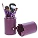 12 Make up Brushes Purple Leather Cup Set - Goat /Pony /Synthetic Hair, Aluminium Ferrule, Natural Wood Handle [version:x9] by DELIAWINTERFEL