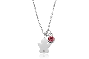 NOPKESV Collana per Bambina con Angelo Custode e Pietra di Nascita, Regalo per Battesimo Bimba e Comunione Femmina, Idea Speciale per Cresima, Inizio Scuola (1 Pezzo)