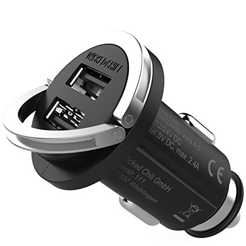 Wicked Chili Turbo-ID 2400mA / 12W Dual USB KFZ-Ladegerät für Samsung Galaxy, Note, Tab, S8, S8+, S7, S7 Edge, S6, Note Edge, Note 4, Pro, A, S Handy und Tablet (2.4 A Multi Port, V4.0) - 4