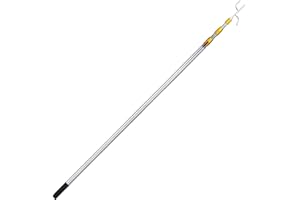 Poupangke Telescopic Reacher Tool 12m Reach with Two Hooks Stainless Steel Rust-Resistant Extendable