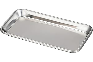 REQAG 1 Stück Medizinisches Tablett Edelstahl Rechteckig Tablett Klein Laborschalen Labortablett Instrumententablett Labor Servierplatten für Laborgeräte Pinzetten Laborwerkzeuge