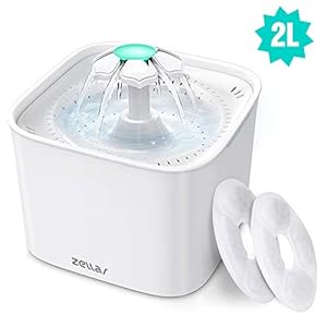 Zellar Fuente De Agua para Mascotas, Fuente para Beber para Perros, Fuente Dispensadora Automática De Agua para Gatos, 2L (Blanco)
