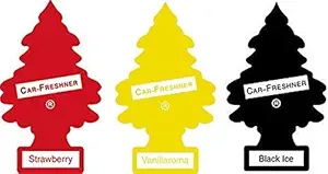 Little Trees Car Air Freshener 3 Pack Combo - Strawberry + Vanillaroma + Black Ice