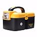 Produktbild TOOL BOX, essort Aufbewahrung Kisten Ice Angeln Box mit LED Erste Hilfe Case Metall Latch Aufbewahrungsboxen Toolbox Aufbewahrungsbox Multifunktional tragbar Koffer, schwarz, M