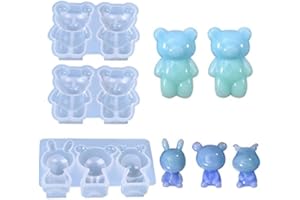 YAIYEFU 3 Pack 3D Animal Resin Molds,Cute Bear Silicone Mold for Handmade Soap Candle Ice Cube Candy Gummy Fondant Cake Baking Cupcake Topper Decoration