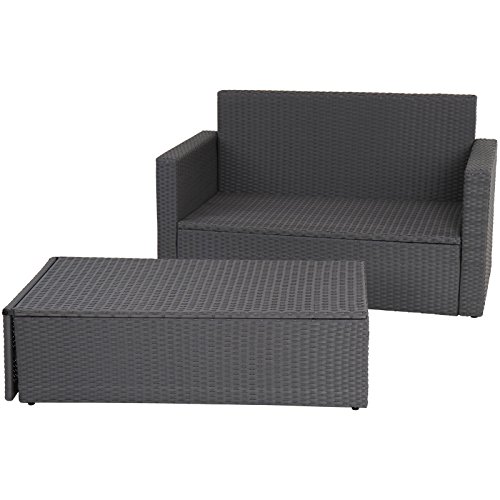 Miadomodo Multifunktionale Polyrattan Gartenmöbel Sofa Couch Gartencouch Gartenliege Ecksofa witterungsbeständig inkl. Abnehmbare Kissenbezüge mit Farbwahl