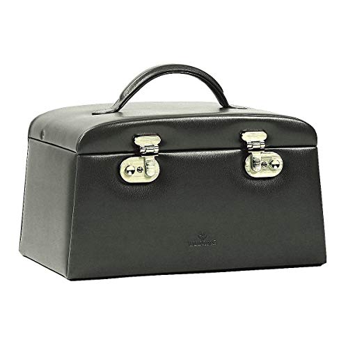 Preisvergleich Produktbild Windrose Merino Schmuckkoffer mit 6 Seitenschubladen Schwarz