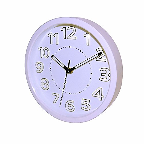 Runde Fluoreszierende Quarzuhr Wanduhr Wand Uhr Leuchtet im Dunkeln 23cm ø Weiß NEU - 2