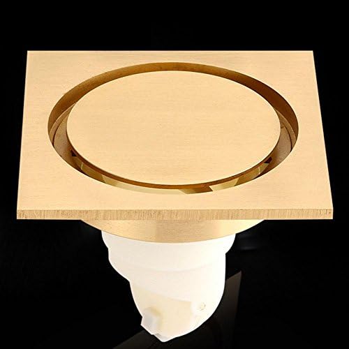 LUXURYDREAM Brass Thicker High-End Elegant Modern Simple Style Luxury Removable Lid Deodorizing Kitchen,Bathroom Floor Drain , Golden 4in