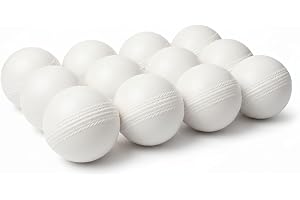 Heavy Plastic Cricket Training Ball 80 gm Hard Plastic Unbreakable Ball for Bowling, Batting & Bounce Drills (White, Pack of 12)