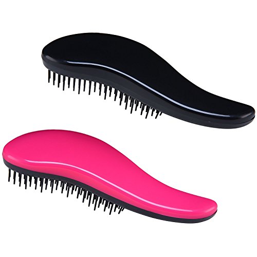 Haarbürsten – Wirksames Entwirren zur Haare – Geeignet für dünne, dicke, lockige, glatte, nasse, trockene Haare von Frauen, Herren und Kinder (2 Stück, Rosa & Schwarz) - 2