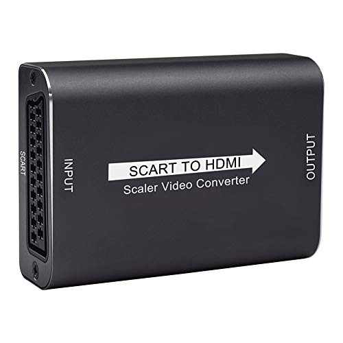 Tiancai Convertisseur Péritel/Scart vers HDMI (Aluminium), 1080P 60Hz Supporte PAL NTSC et CVBS