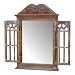 Produktbild amadeco Wunderschönes Spiegelfenster mit 2 Rundbögen Rundbogenfenster Spiegel mit Fensterläden Klappläden Landhaus Shabby Chic Vintage Stil - aus Holz - Braun