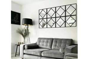 Biznest SET OF 3 40CM MODERN STYLE BOSTON BLACK WALL ART DECO STYLE MIRRORS SQUARE GEOMETRIC PATTERN DIY ART IDEA FOR LIVING ROOM BEDROOM GIRLS ROOM HALLWAY (9)