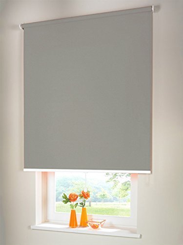 Hochwertiges Verdunkelungsrollo Mittelzugrollo Springrollo Rollo Verdunkelung 230 x 160 cm / 230x160 cm grau // Verdunkelungsrollo / Verdunkelungs-Rollo / Fensterrollo