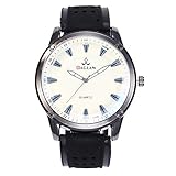 AchidistviQ-Unisex Armbanduhr, großes rundes Zifferblatt, analoges Kunstleder, Quarz-Armbanduhr, Geschenk für Paare, Weiß/Schwarz