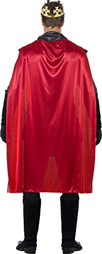 Smiffys Adult men's King Arthur Deluxe Costume, Top, Cape, Gloves, Bootcovers and Crown, Tales of Old England, Seriou Fun, Size M, 43417