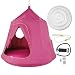Produktbild Husuper 116.8*110.2cm Hängezelt Wasserdichtes Baumzelt Outdoor Spielzelt Hängen In Den Bäumen Kinderschaukel Tragbar Für den Innen Außenbereich mit LED Dekorationsleuchten Schaukelstuhl (rosa)