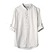Produktbild DAY.LIN Männer Eigenschaften Schnalle Freizeit Einfarbig Hemd Männer klassischen chinesischen Stil Kung Fu Shirt Tops Tang Anzug 3/4 Ärmel Leinen Bluse (Weiß, EU54/3XL)