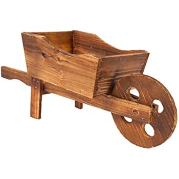 Yardwe Pflanztopf Holz Wagen Persönlichkeit Sprießen für Schaufenster