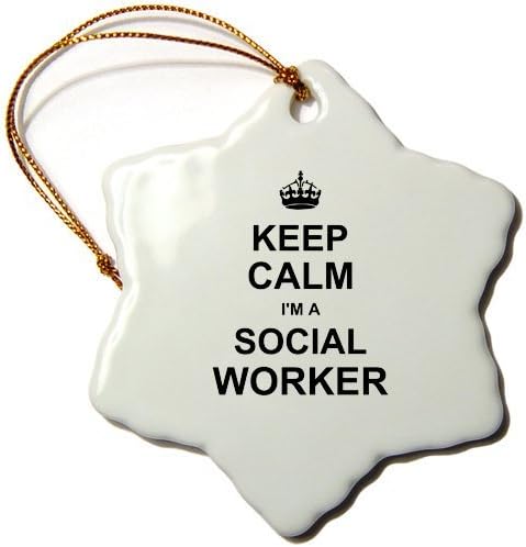 cwb2jcwb2jcwb2j 3-Inch Porcelain Snowflake Decorative Hanging Ornament, Keep Calm Im A Social Worker Job Pride Funny Profession Work Gift