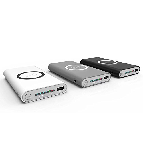 ULTRICS® Smart Powerbank mit Wireless-Ladegerät, 8000mAh Li-Polymer-Akku Qi Wireless-Ladekabel Tragbar Ultra-schlanke Handy externe Ladegerät für iPhone iPad Samsung Galaxy Nexus HTC Nokia Kamera und andere USB-Geräte - 5