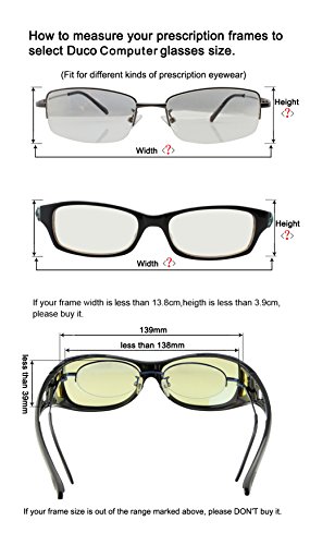 Duco Blaufilterbrille Blaulicht und UV Schutzbrille Computerbrille Gaming Brille Überziehbrille für Brillenträger Fit-over Brille - 4